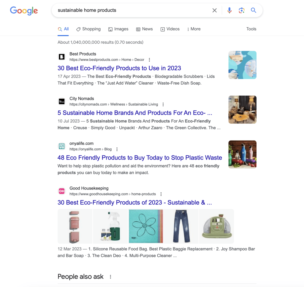 By implementing effective SEO strategies, the startup ensures that when users search for terms such as "sustainable home products" or "green living essentials," their website prominently surfaces in search results